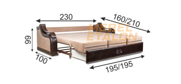 размеры дивана Волна 3